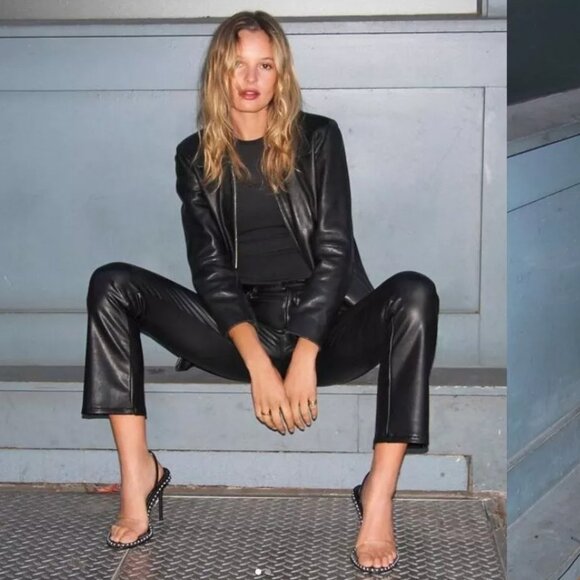 MOTHER Black Leather Jeans - Picture 1 of 14